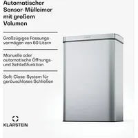 Klarstein Mülleimer 60 l Silber