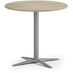 Couchtisch AURA, Durchmesser 80 cm, graues Fußgestell, Eiche natur