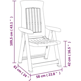 vidaXL Gartenstuhl 63,8 x 95 x 26,6 cm weiß 2 St.