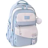 FANDARE Lässig Damen Rucksack Color-Blocking Schulrucksack Teenager Schulrucksack Mädchen Schultasche Rucksack Schule Herren Tagesrucksack Rucksack Uni Rucksack City Rucksack Wasserdicht Daypack Blau