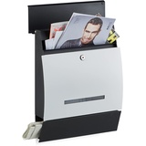 Relaxdays Design Briefkasten mit Zeitungsfach schwarz-weiß