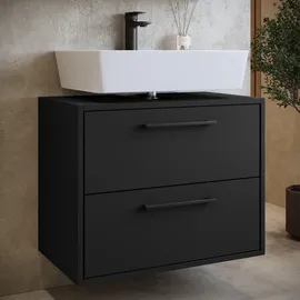 Badplaats Waschbeckenunterschrank, Florence 2 Schubladen Schwarz Holz, Rechteckig, 60x50x35 cm Badezimmer, Badezimmerschränke, Waschbeckenunterschränke