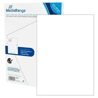 MediaRange MRINK140 selbstklebendes Etikett Permanent Weiß 50 Stück(e)