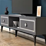Hanah Home Stylish TV Stand, Anthracite & Silver, 150 cm x 44.6 cm x 29.6 cm | 100% Melamine Coated Particle Board, 18 mm Thick | Modern Design for Living Room