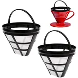 Dauerfilter Kaffee Größe 4, Wiederverwendbarer Kaffeefilter Kegelförmig, 8-12 Tassen Kaffee Filter Mehrwegfilter, Waschbar Kaffeetropfer, Papierloser Kaffeefilter zur Herstellung von Manuellem Kaffee