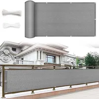 Balkon Sichtschutz Ohne Bohren 40 x 400 cm HDPE Gewebe, Uv-Schutz, Wetterfest Terrasse Balkonumspannungen mit Kabelbinder für Gartenzaun Balkonzaun, Grau