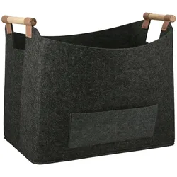 Kaminholzkorb CASABLANCA BY GILDE "Korb Brennholz", grau (dunkelgrau), B:45cm H:40cm T:32cm, Filz, Aufbewahrungsboxen