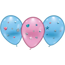 4 Ballons DIY hellblau rosa