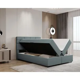 panda möbel Boxspringbett 140 x 200 cm Hellblau