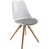 Livetastic Stuhl, Grau, Natur, Weiß, Kunststoff, Textil, Eiche, massiv, konisch, 48.5x85x55 cm, Esszimmer, Stühle, Esszimmerstühle, Schalenstühle