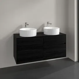 Villeroy & Boch Collaro Waschtischunterschrank C044B0AB 120x54,8x50cm, für 2 Waschtische, LED-Beleuchtung 8,8W, black oak