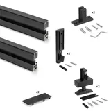 Emuca - Profilset mit Werkzeug für L-Montage, Aluminium und Zamak, Schwarz strukturiert, 2 STK.