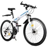 QRANSEUYXY 26 Zoll Mountainbike Fahrrad, 21-Gang Faltbarer Erwachsene Fahrrad Mountainbike mit Scheibenbremse Federgabel für Erwachsene Jugendrad Damen Herren