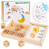 Scrabble Holz Buchstaben Spiel, Buchstaben Lernen Vorschule Spiele Holzbuchstaben Montessori Spielzeug Think Words Spiel Mit Buchstaben Lernen Spielzeug Für 4 5 6 7 8 Jahre Mädchen
