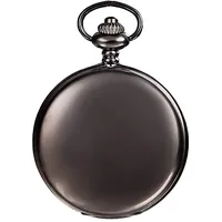 JewelryWe Herren Damen Taschenuhr Classic Glänzend Kettenuhr Analog Quarz Uhr mit Halskette Kette Umhängeuhr Pocket Watch Geschenk Schwarz