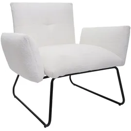 Mendler Lounge-Sessel HWC-K34 Bouclé 87 x 79 x 70 cm Weiß mit Rollen