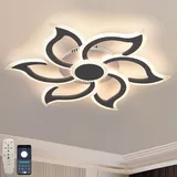 Dfiacn Moderne Deckenlampe Mit Fernbedienung, Led Dimmbar, Wohnzimmer, Schlafzimmer Deckenlampe Speicher, Flimmerfrei, Augenschutz, Deckenlampe, Wohnzimmer, Timing, Schwarz 83CM