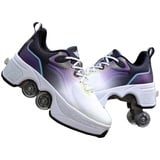 LDRFSE Schuhe mit Rollen für Männer Schuhe Rollschuhe Kinder Skateboard Schuhe Bequem Und Atmungsaktiv Quad Skates Verstellbare Rollschuhe Verstecktes Rad für Laufsportschuhe Zum Spielen für Männer - 42 EU