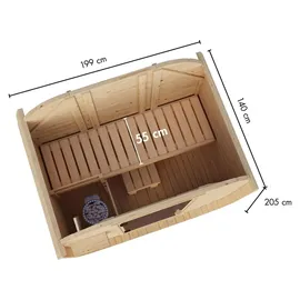 Karibu Fasssauna Quadro 0 inkl. 3,6 kW Ofen + int. Steuerung