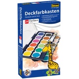 IDENA 22064 - Deckfarbkasten mit 24 Farben und 1 Tube Deckweiß, ideal für Kindergarten, Schule und zu Hause