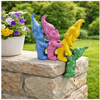 Online-Fuchs Gartenfigur süße Gartenzwerge, Wichtel als Kantenhocker für außen - Deko Figuren, (Kantenhocker, Polonaise), speziell am Rand für Steine, Tisch oder Blumentöpfe - 24 cm groß bunt