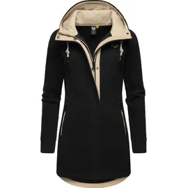 Ragwear Damen warme Teddyjacke lang Fleecemantel mit Kapuze Letti Teddy-Fleece YOUMODO Black Gr. 5XL - 5XL