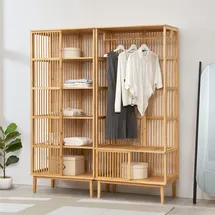 [en.casa] Trundholm Vemb Garderobenset 185 x 160 x 45 cm beige