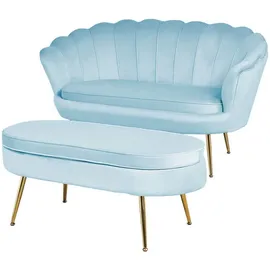 SalesFever Couch Samt 2-Sitzer Hellgrau