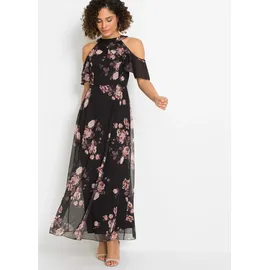 bonprix Maxikleid für eleganten Auftritt, aus leichtem Mesh-Material, lockere Passform schwarz M (40/42)