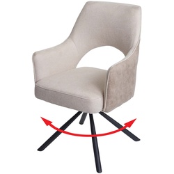 Esszimmerstuhl MCW-K30, Küchenstuhl Lehnstuhl, drehbar Auto-Position, Stoff/Textil MVG ~ creme