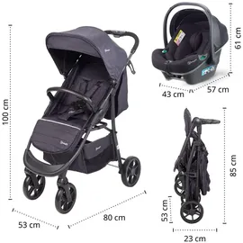 BabyGO 3 in 1 Kinderwagen black
