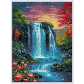 Riolis Kreuzstich Stickpackung "Zauberhafter Wasserfall", Zählmuster, 30x40cm
