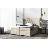 beautysofa Boxspringbett Massi 160 x 215 cm Creme