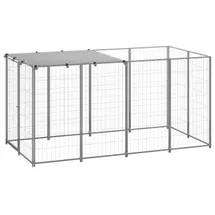 vidaXL Hundezwinger 2,42 m2 Stahl Silber