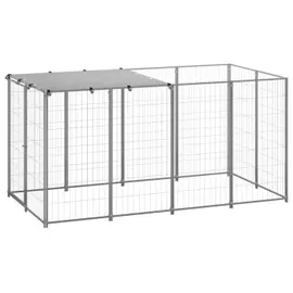 vidaXL Hundezwinger 2,42 m2 Stahl Silber