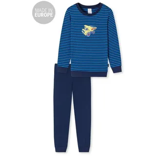 SCHIESSER Jungen Schlafanzug Set Pyjama Lang - 100% Organic Bio Baumwolle - Größe 92 Bis 140 Pyjamaset, Blau_173449, 92 - 92