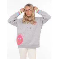 Zwillingsherz Hoodie »Always Happy«, mit Smiley Aufdruck aus Frottee und Neon Details Zwillingsherz grau