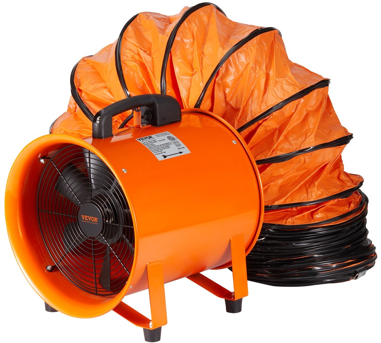 VEVOR Bauventilator 367-W-AC-Motor Baugebläse 2800 U/min Baulüfter Gebläse 1214 L/s(2574 CFM) Axiallüfter mit 5 m Schlauch Axialgebläse 79 dB Geräuschpegel Industrielüfter