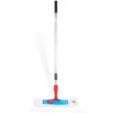 Hypafol rückenschonender Bodenwischer | Wischmopp-Komplettset | 90-180 cm Teleskopstiel aus Aluminium | 40 cm Mikrofaser Bezug | Fußklick-Drehgelenk