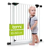 Bomi Schutzgitter Mira XXL Tür | Zum Klemmen | 90° Stop | Schließt automatisch | Türschutzgitter | Treppenschutzgitter Türgitter Klemmgitter für Babys, Kleinkinder, Tiere | Breite: 85-93 cm