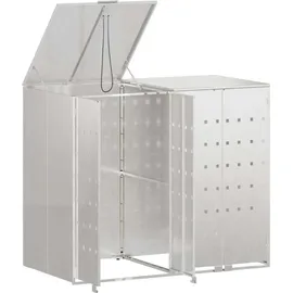 vidaXL Wagenmüllbehälter 2 Behälter 136 l Silber