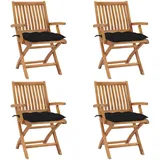 vidaXL Klappbare Gartenstühle mit Kissen 22,5 x 42,6 x 88 cm braun 4 St.