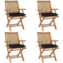 vidaXL Klappbare Gartenstühle mit Kissen 22,5 x 42,6 x 88 cm braun 4 St.