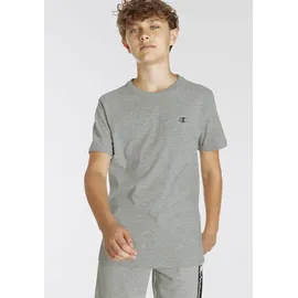 Champion T-Shirt CHAMPION, Jungen, Gr. XXL (176), schwarz (schwarz, grau), Jersey, Obermaterial: 100% Baumwolle, meliert, schmal normal, Rundhals, abgesteppt, Shirts T-Shirt, für Kinder