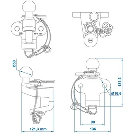 PRO PLUS Anhängerkupplung Silber zweifach Ausführung max. 3,5t D-Wert 17,2kN