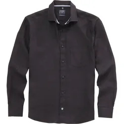 Leinenhemd OLYMP "OLYMP Hemd Casual - Leinen", Herren, Gr. XL, N-Gr, schwarz, Obermaterial: 100% Leinen, casual, regular fit, Langarm Manschette, Hemden