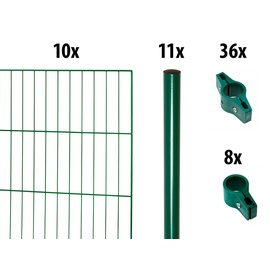 GARDEN 'N' MORE Einstabmattenzaun "mit Rundpfosten" Zaunelemente Gr. H/L: 150 cm x 20 m H/L: 150 cm x 20 cm, grün Zaunelemente
