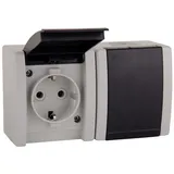 ALING-CONEL Klappdeckelsteckdose 2-fach Aufputz IP44 Grau 2 St.