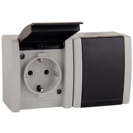 ALING-CONEL Klappdeckelsteckdose 2-fach Aufputz IP44 Grau 2 St.