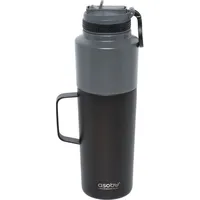 ASOBU Twin Pack Bottle with Mug Schwarz, 0.9 L